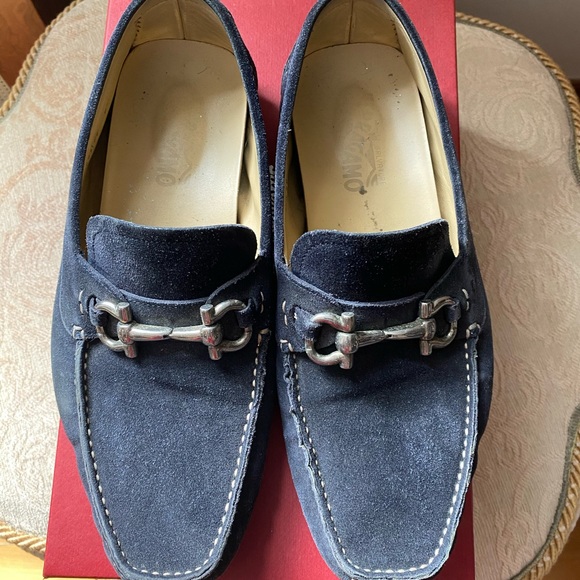 Used Ferragamo parigi blue suede loafers 8.5EE main image 4